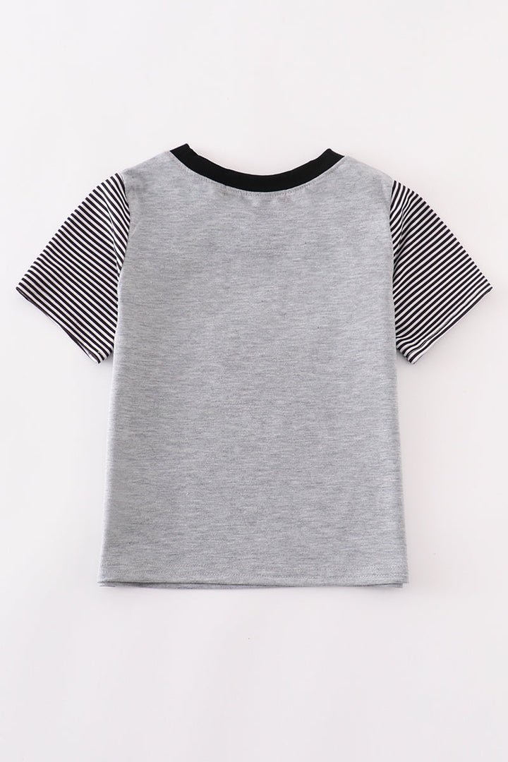 Grey Stripe Halloween Spooky Cool Boy Top