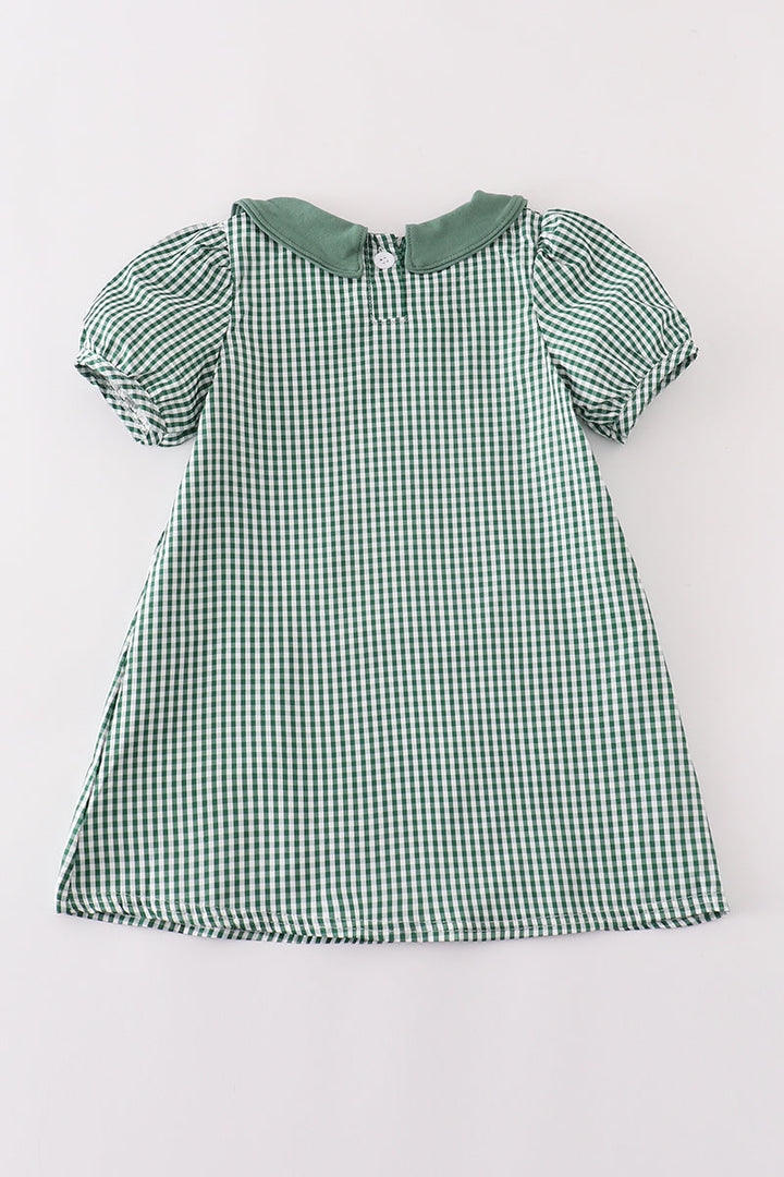 Green Gingham Pumpkin Embroidery Dress