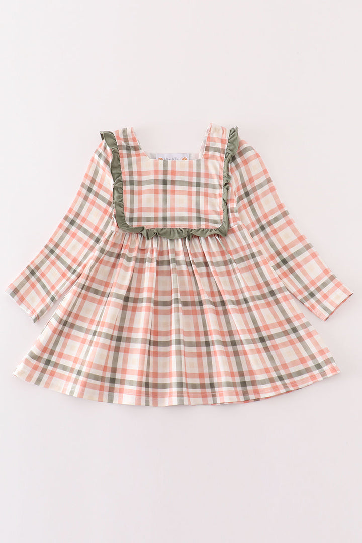 Green Watercolor Plaid Girl Top