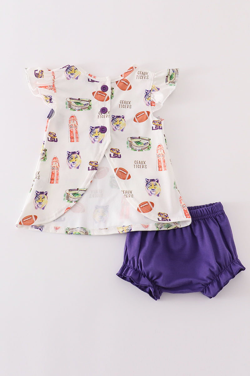 Purple Geaux Tiger Baby Girl Set