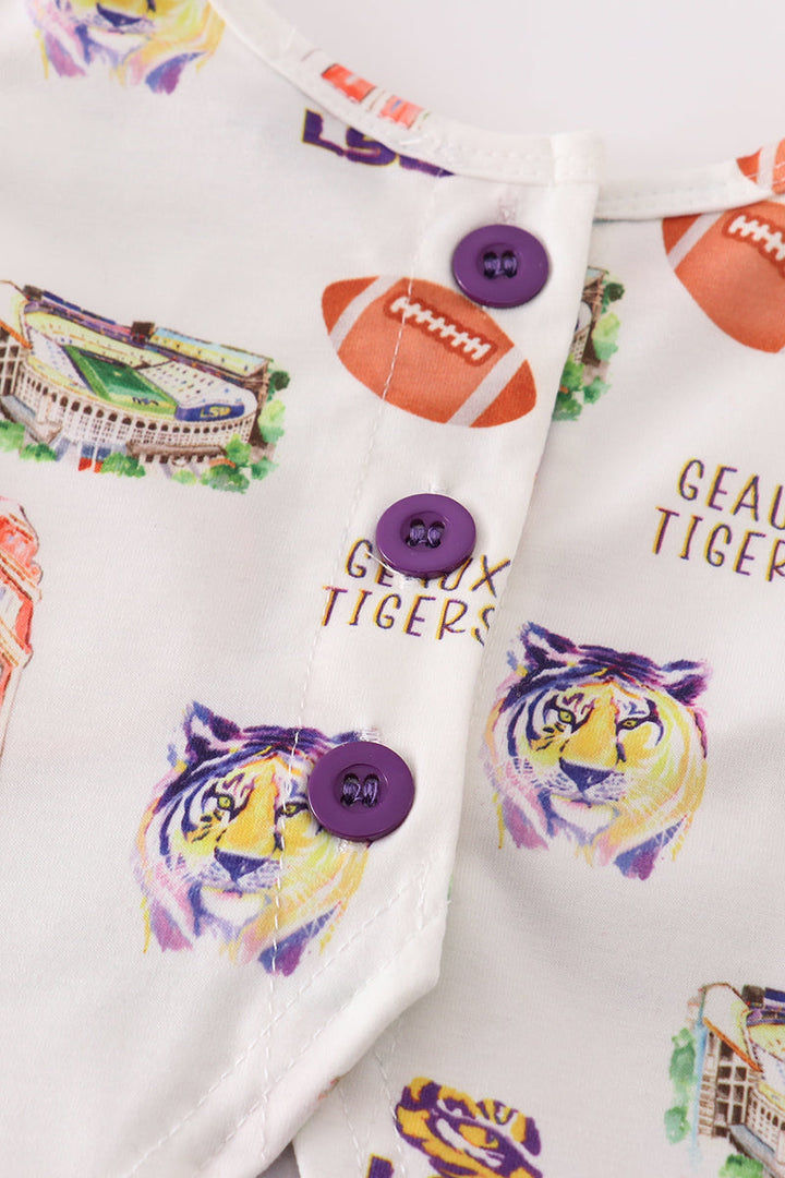 Purple Geaux Tiger Baby Girl Set