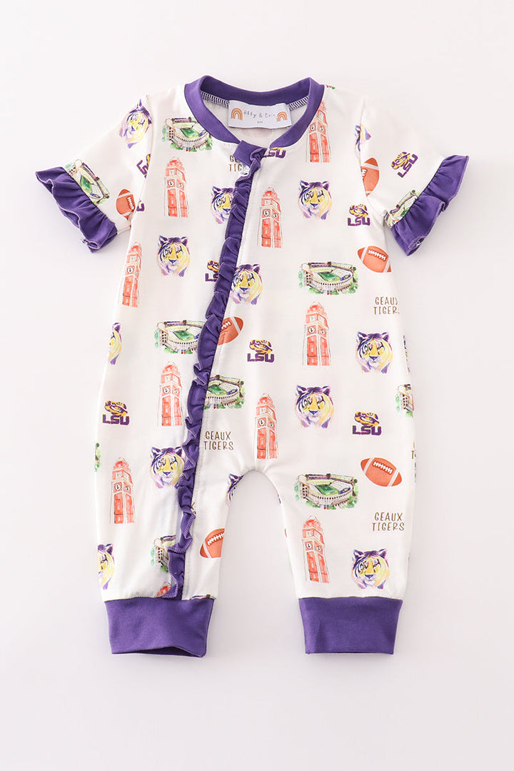 Purple Geaux Tiger Baby Girl Romper