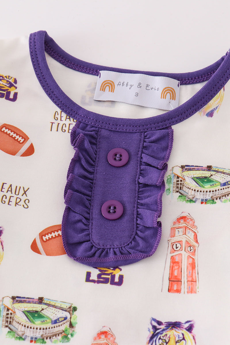 Purple Geaux Tiger Girl Pajamas Set