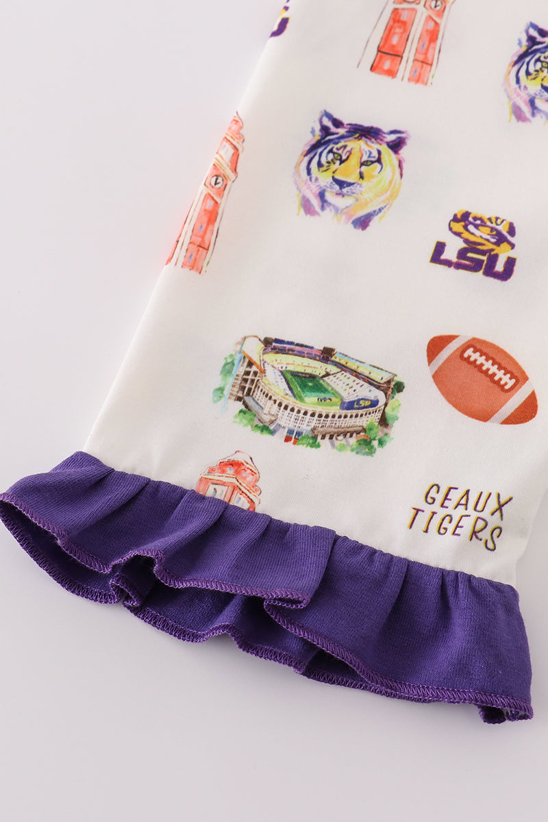 Purple Geaux Tiger Girl Pajamas Set