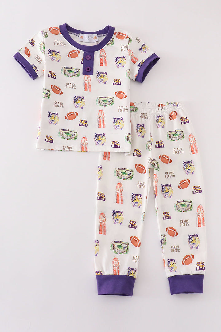 Purple Geaux Tiger Boy Pajamas Set