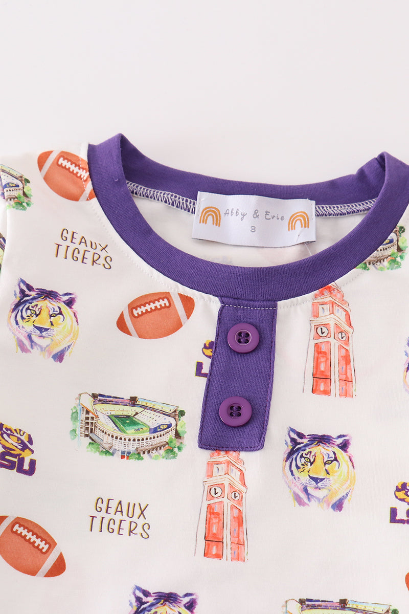 Purple Geaux Tiger Boy Pajamas Set