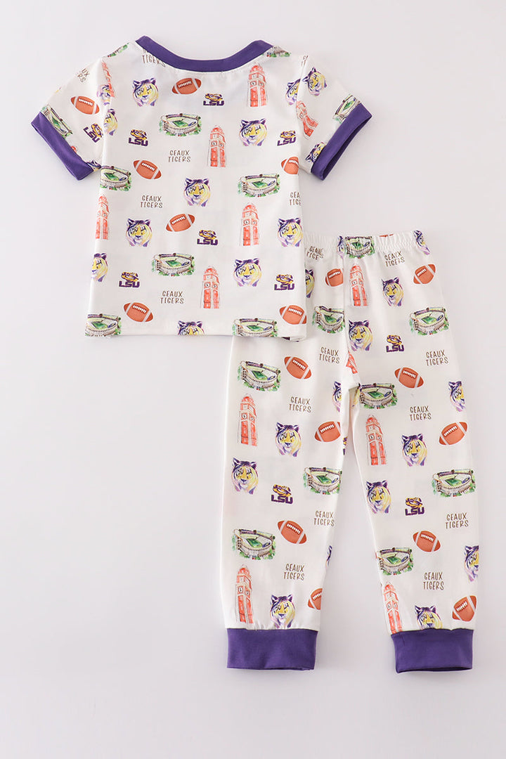 Purple Geaux Tiger Boy Pajamas Set