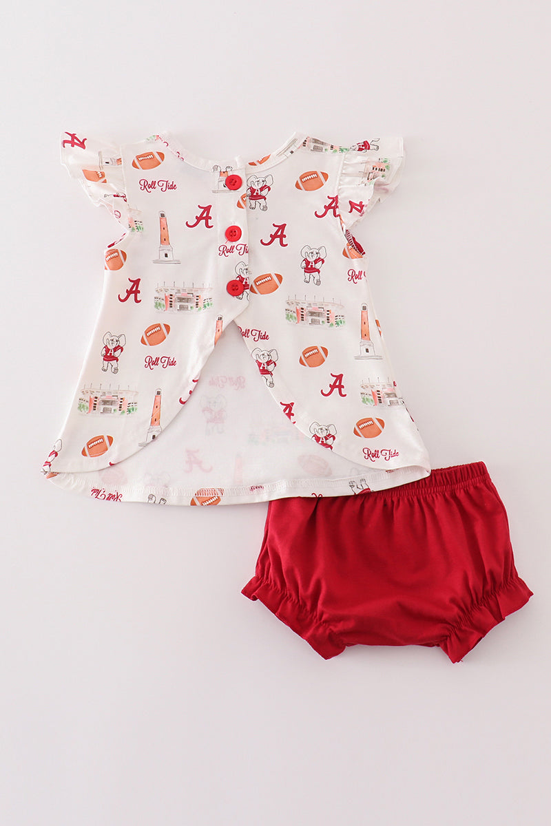 Maroon Roll Tide Football Baby Girl Set