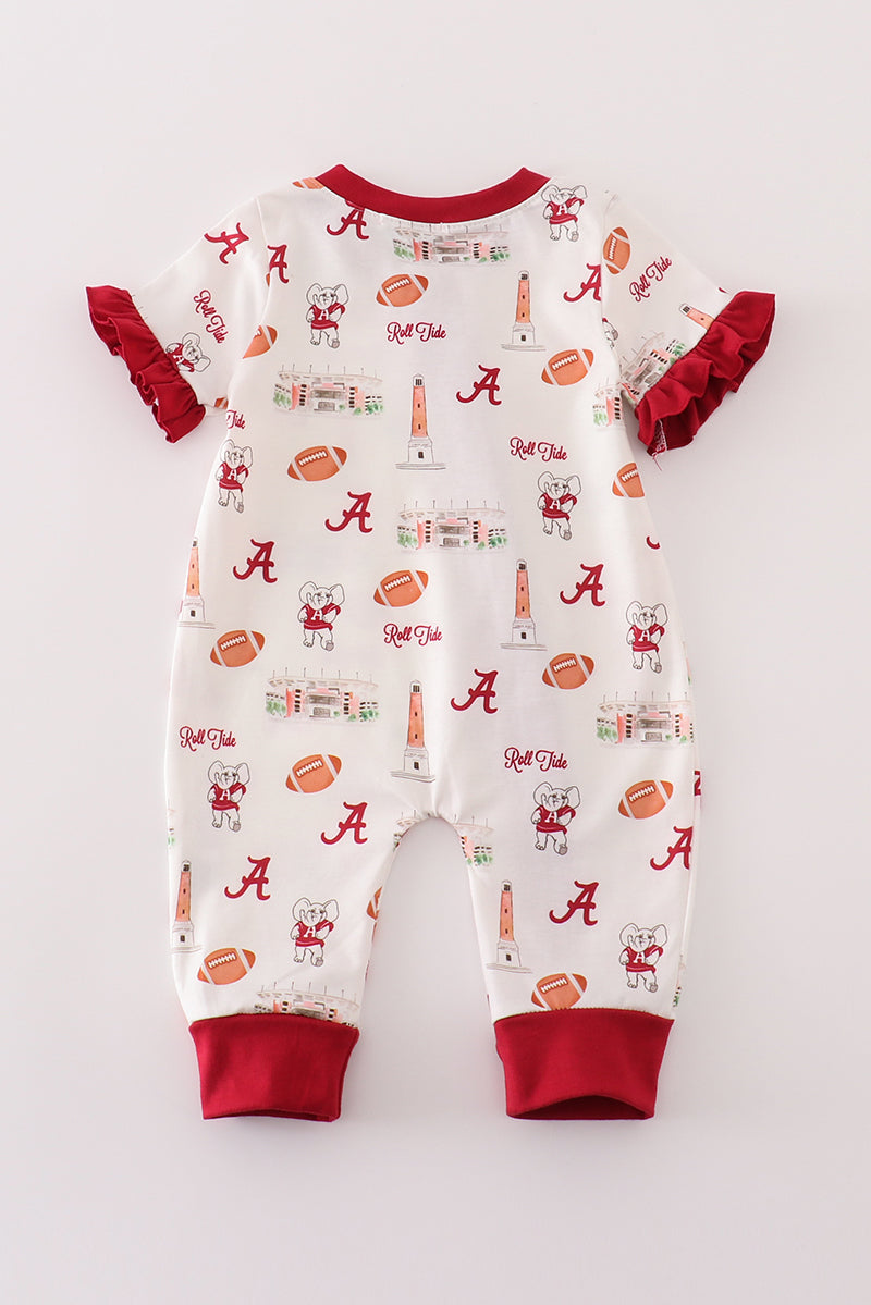 Maroon Roll Tide Football Girl Romper