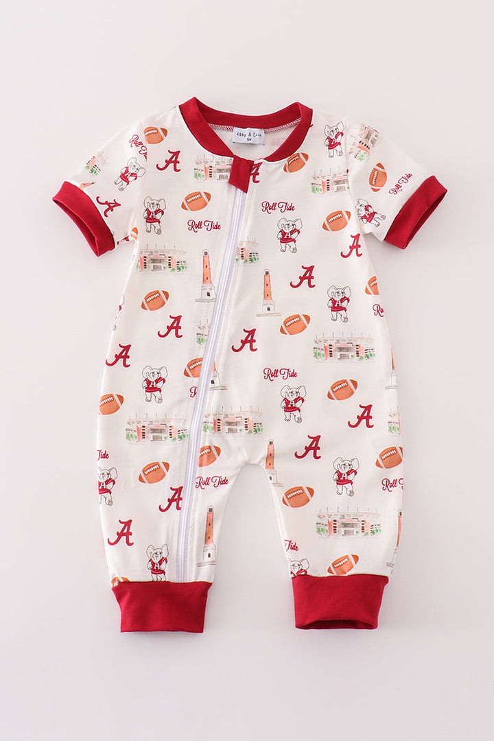 Maroon Roll Tide Football Boy Romper