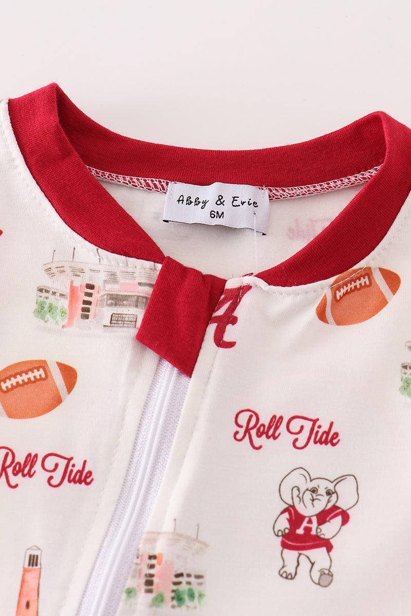 Maroon Roll Tide Football Boy Romper