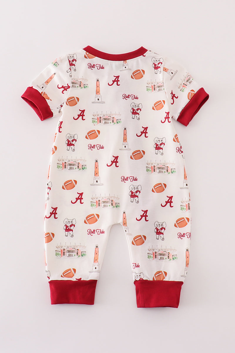 Maroon Roll Tide Football Boy Romper