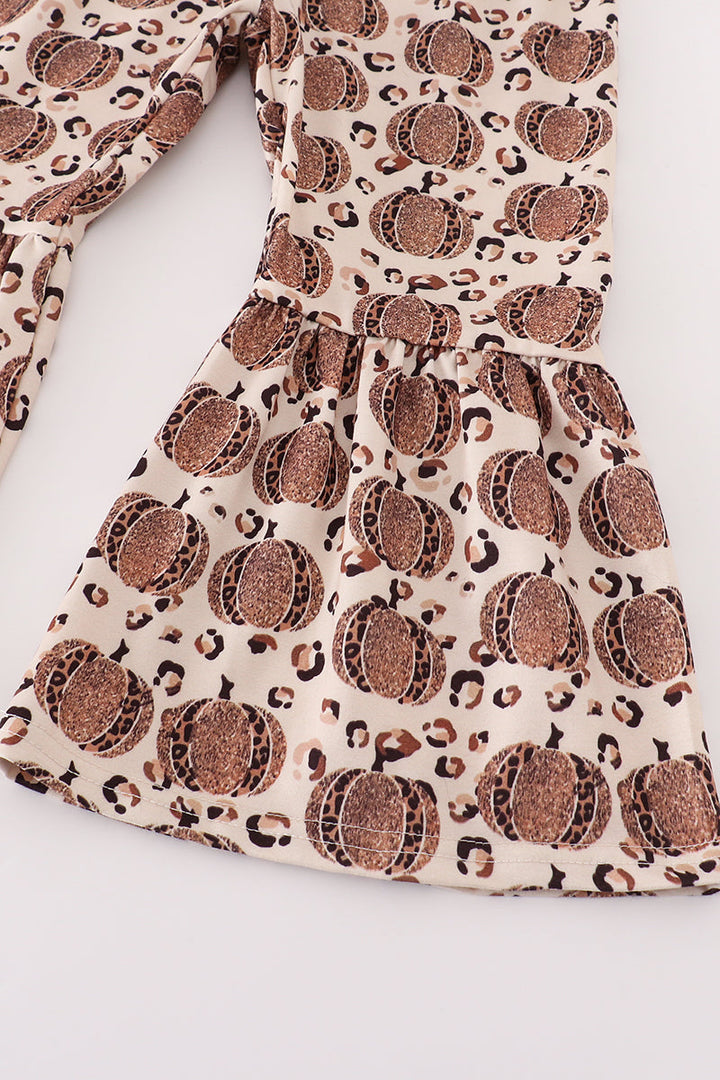 Pumpkin Print Vest 3pc Pants Set