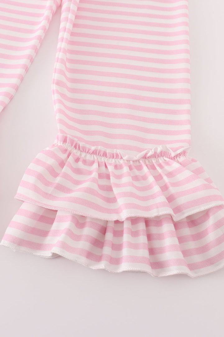 Pink Stripe Noah's Ark Applique Girl Set