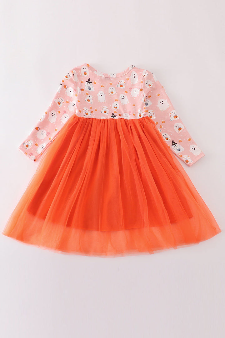 Orange Halloween Ghost Tutu Dress