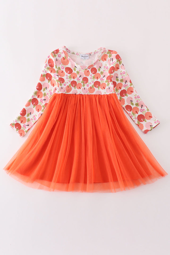 Pink Pumpkin Print Tutu Dress