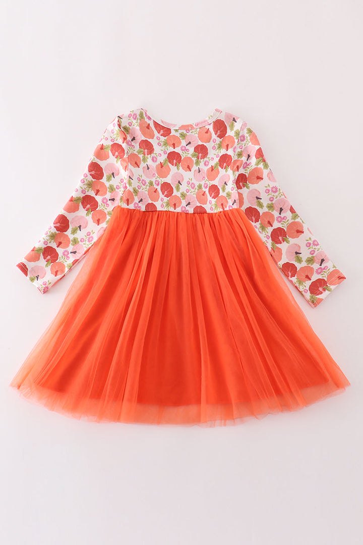 Pink Pumpkin Print Tutu Dress