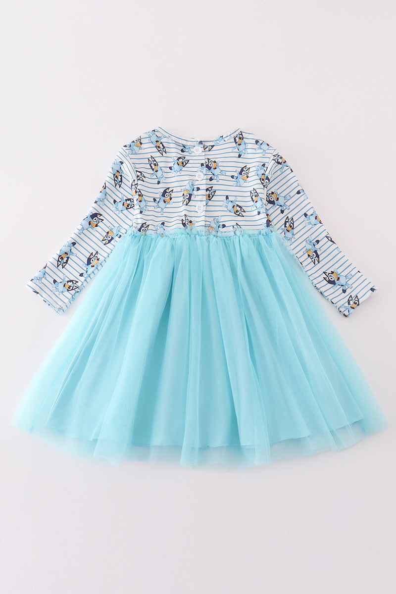 Blue Character Print Tutu Dress