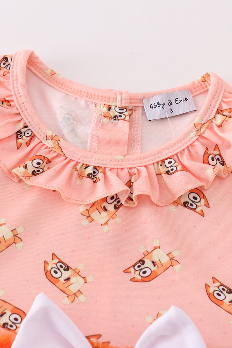 Orange Character Print Tutu Dress