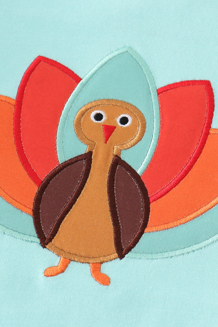 Green Turkey Applique Boy Set