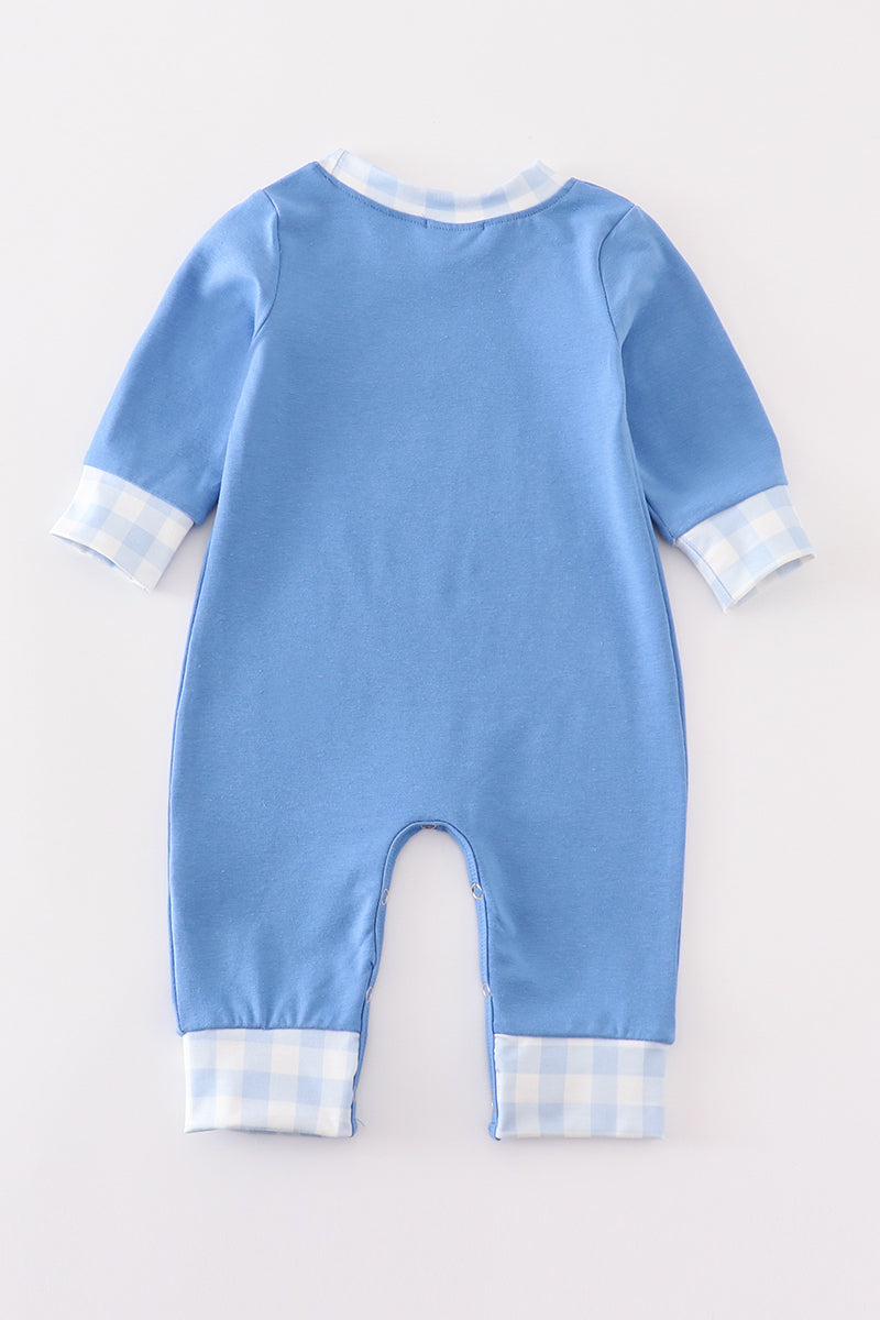 Blue Turkey Applique Boy Romper