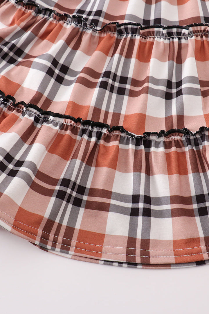 Rust Plaid Girl Smocked Dress