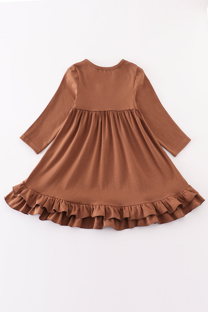 Chocolate Ruffle Girl Dress