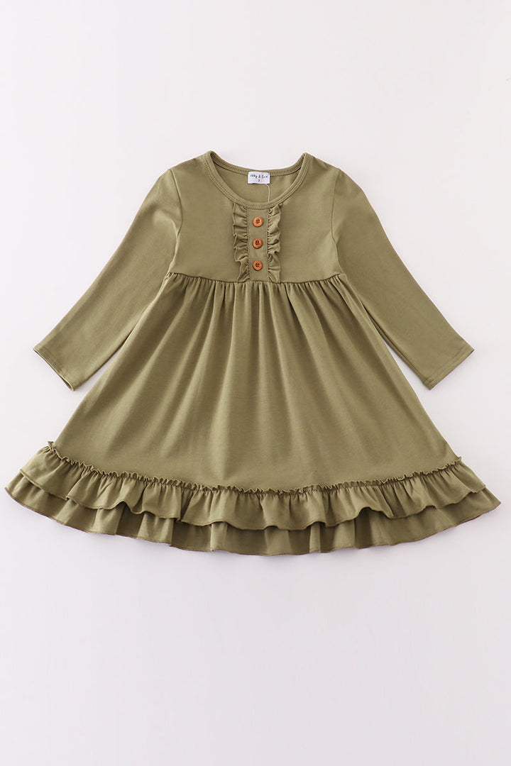 Sage Ruffle Girl Dress