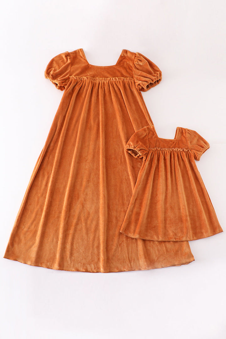 Caramel Velvet Mom&me Dress