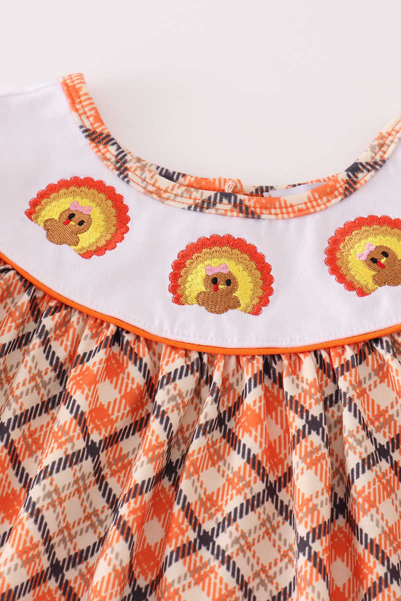 Orange Turkey Embroidery Girl Set