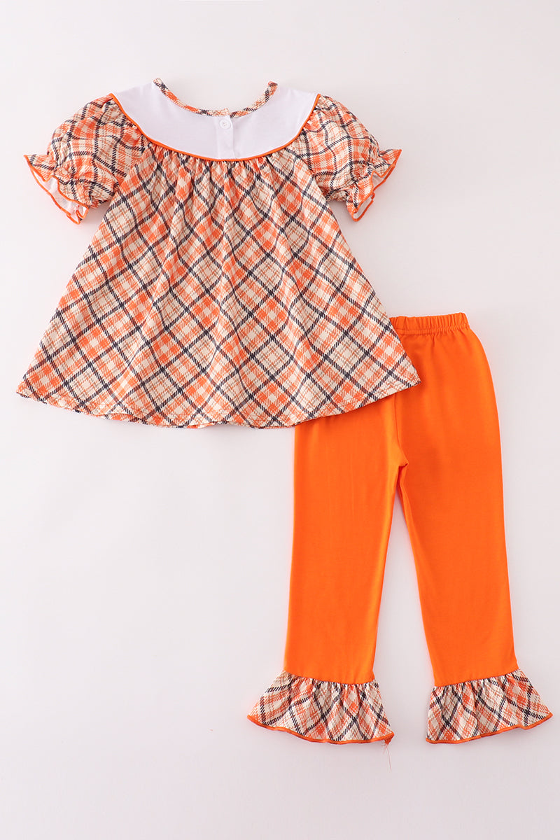 Orange Turkey Embroidery Girl Set