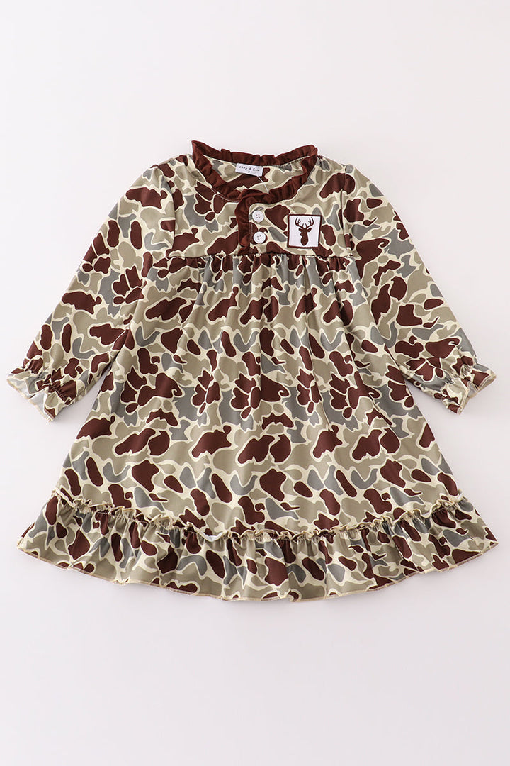 Camouflage Antler Embroidery Girl Gown