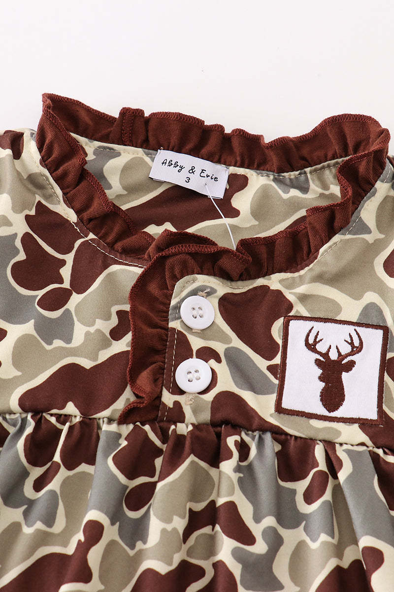 Camouflage Antler Embroidery Girl Gown