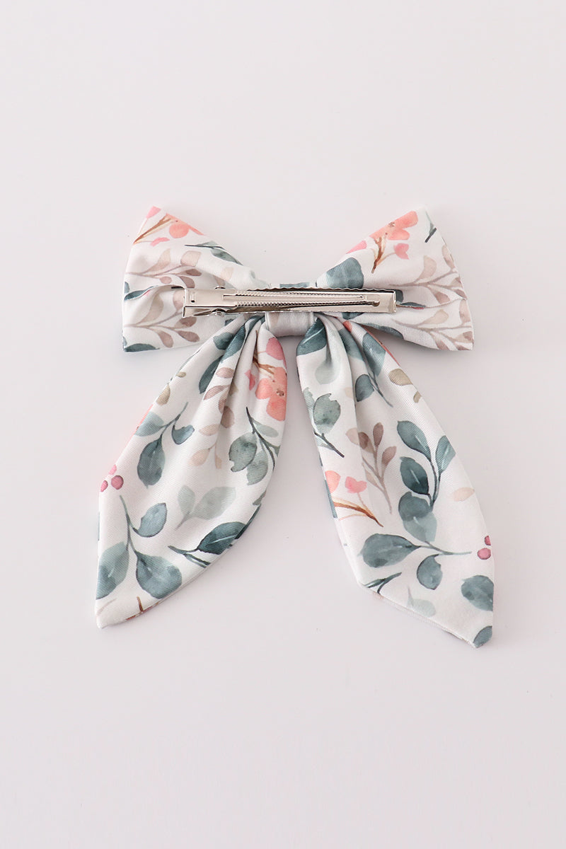 Green Floral Girl Hair Sailor Bow