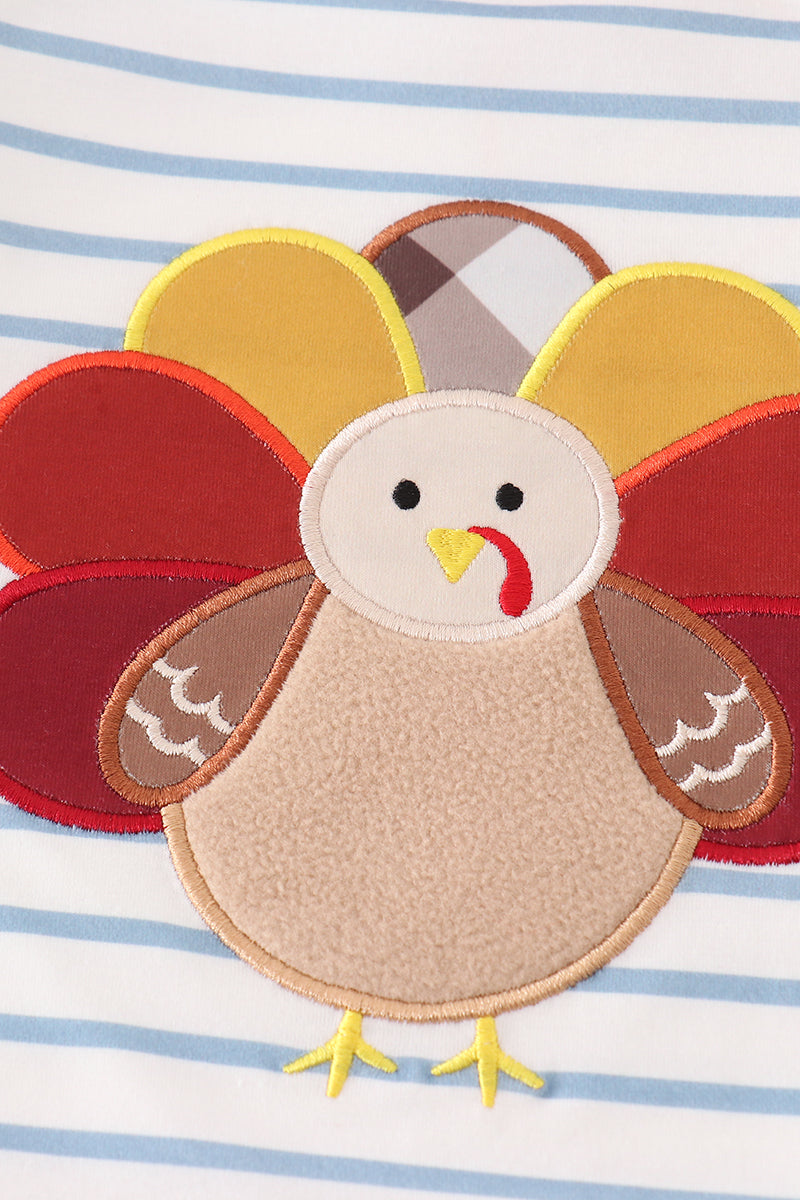 Thanksgiving Turkey Fleece Applique Boy Set