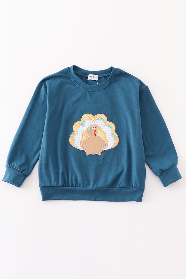 Navy Thanksgiving Turkey Applique Boy Top