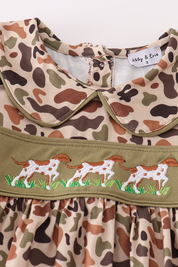 Camouflage Puppy Embroidery Girl Set