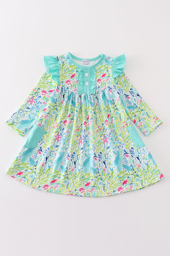 Green Floral Girl Dress