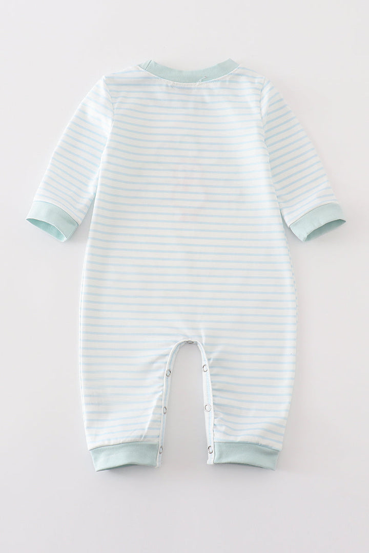 Blue Stripe Turkey Applique Boy Romper