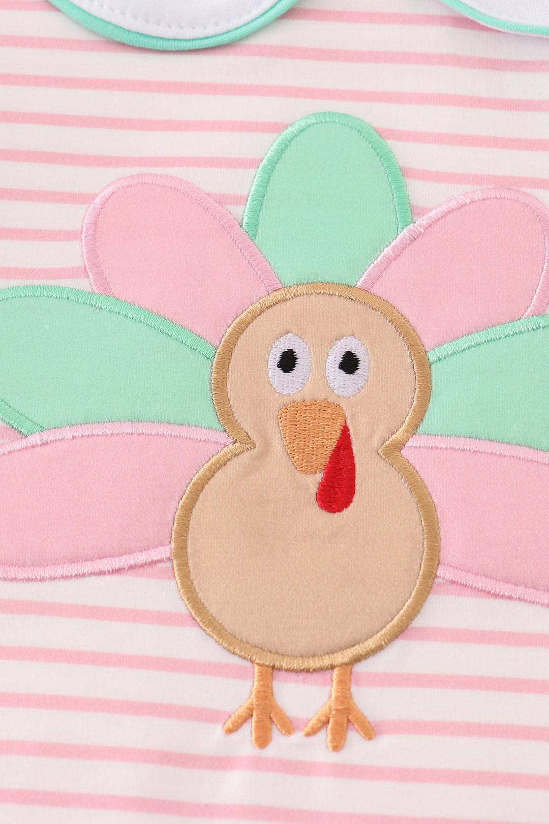 Pink Stripe Turkey Applique Girl Dress