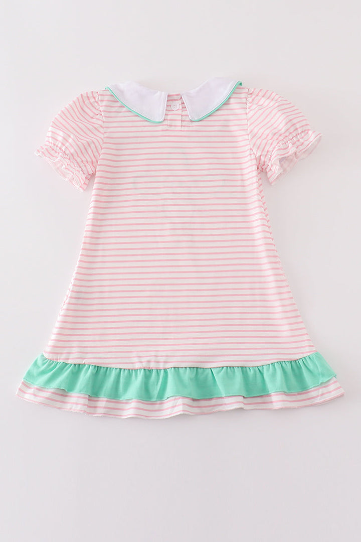 Pink Stripe Turkey Applique Girl Dress