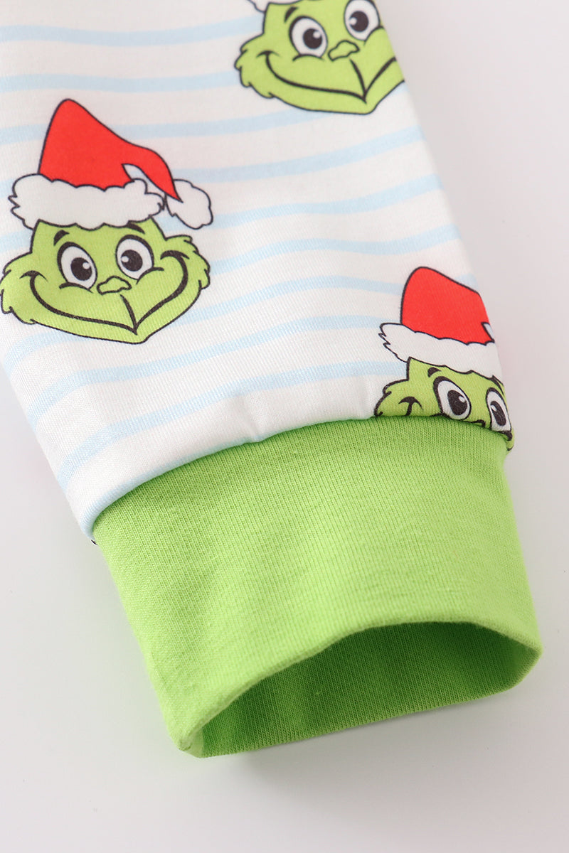 Green Stripe Christmas Grinch Unisex Pajamas Set