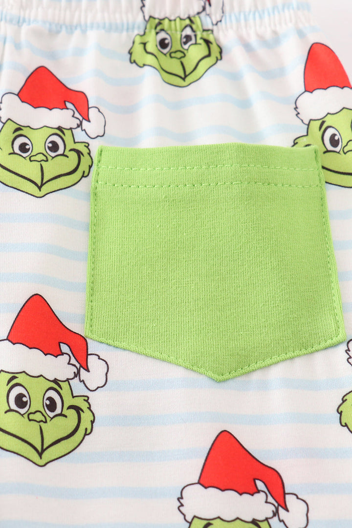 Green Stripe Christmas Grinch Unisex Pajamas Set