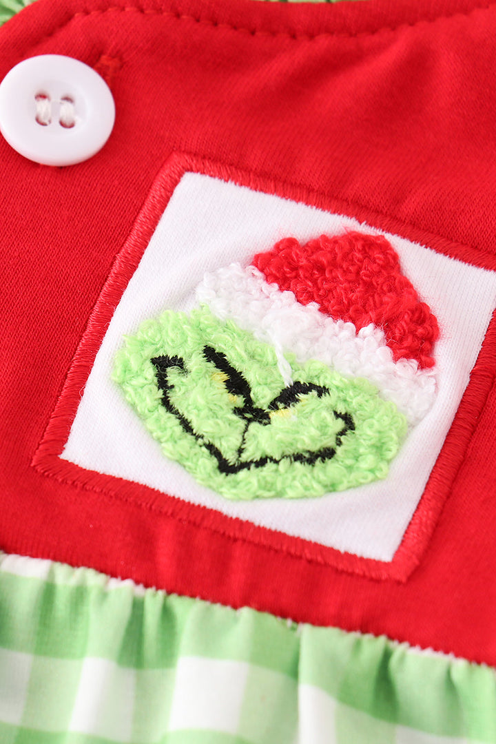 Red Christmas Grinch French Knot Baby Gown