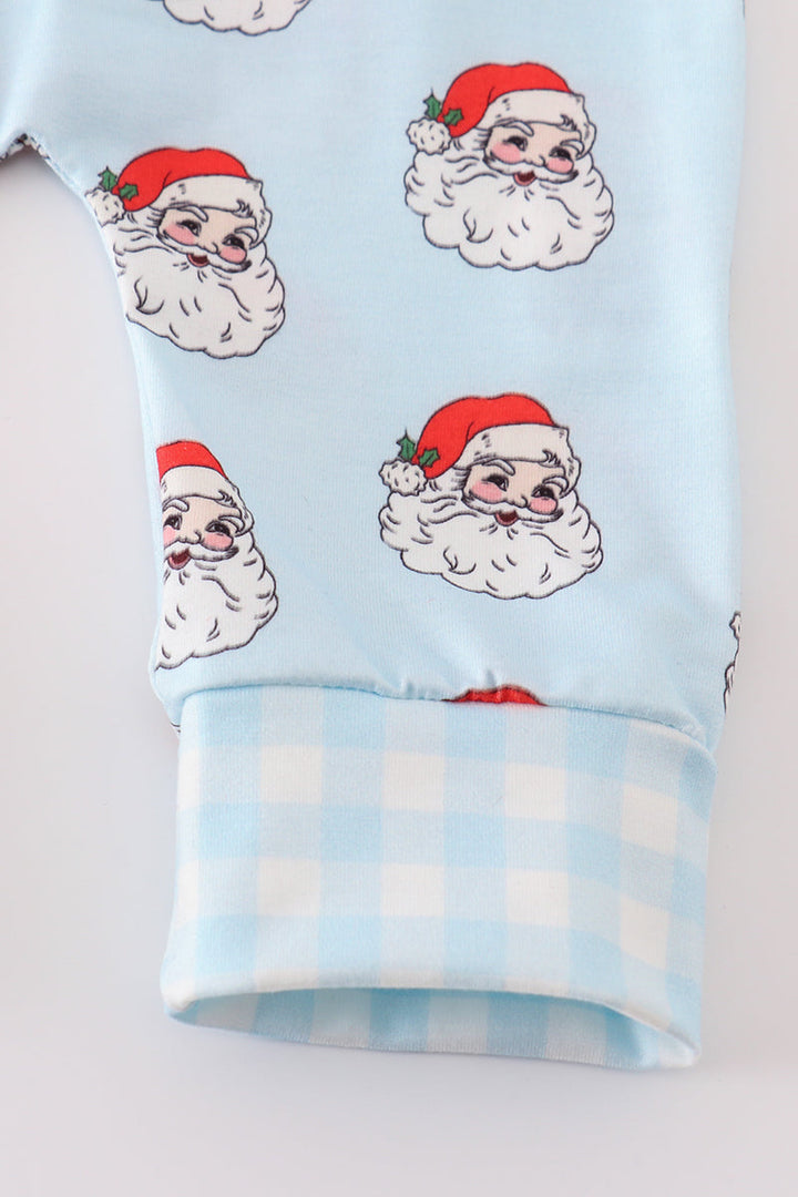 Blue Christmas Santa Claus Zipper  Unisex Romper