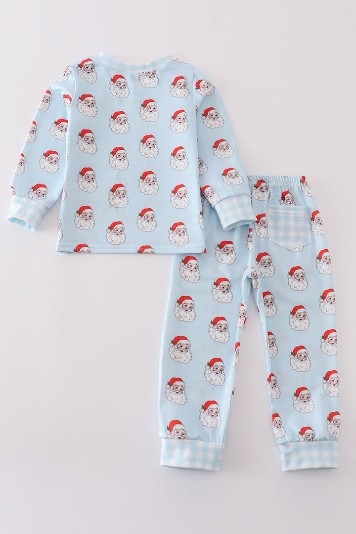 Blue Christmas Santa Claus Unisex Pajamas Set