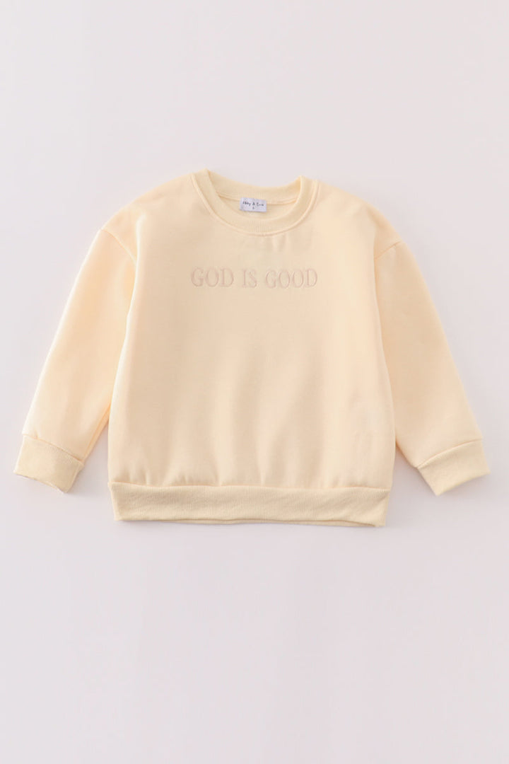 Cream God Is Good Embroidery Mom&me Fleece Sweatshirt