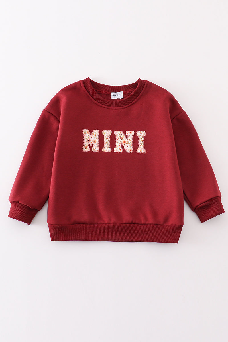 Maroon Mama&mini Applique Fleece Mom&me Sweatshirt