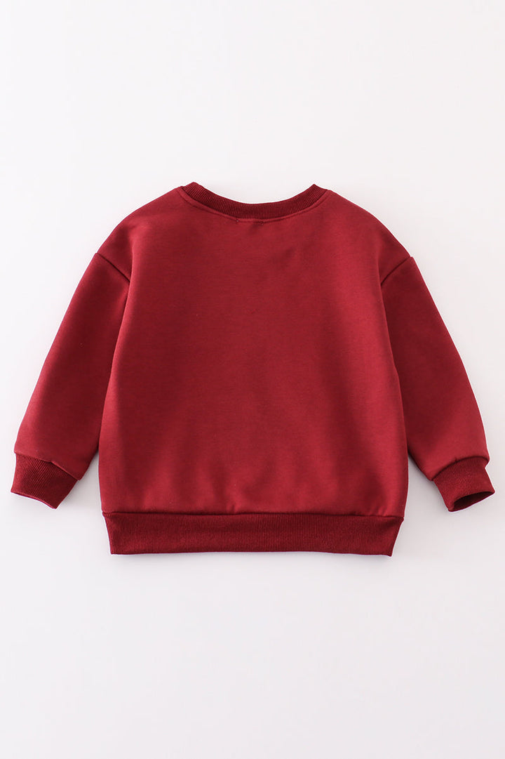 Maroon Mama&mini Applique Fleece Mom&me Sweatshirt