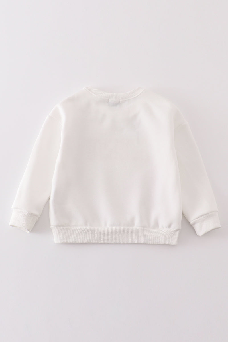 White Mama&mini Applique Fleece Mom&me Sweatshirt